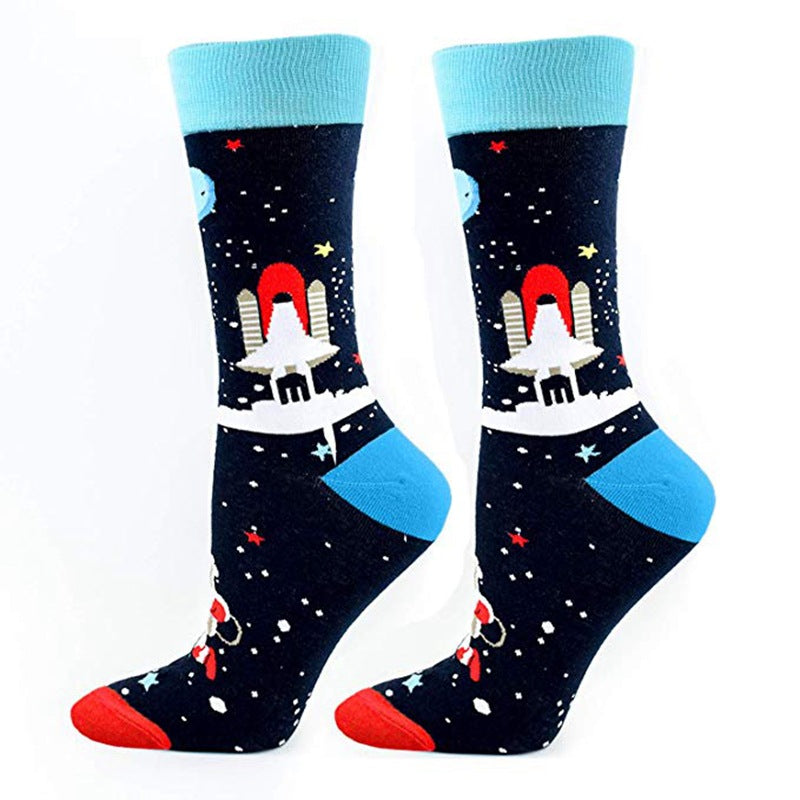Math Print Men's Socks Space Leisure In Tube Socks Autumn And Winter New Style Cotton Socks Trendy Socks - Korvel