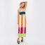 Robe élégante de longueur moyenne à blocs de couleur