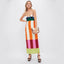 Robe élégante de longueur moyenne à blocs de couleur