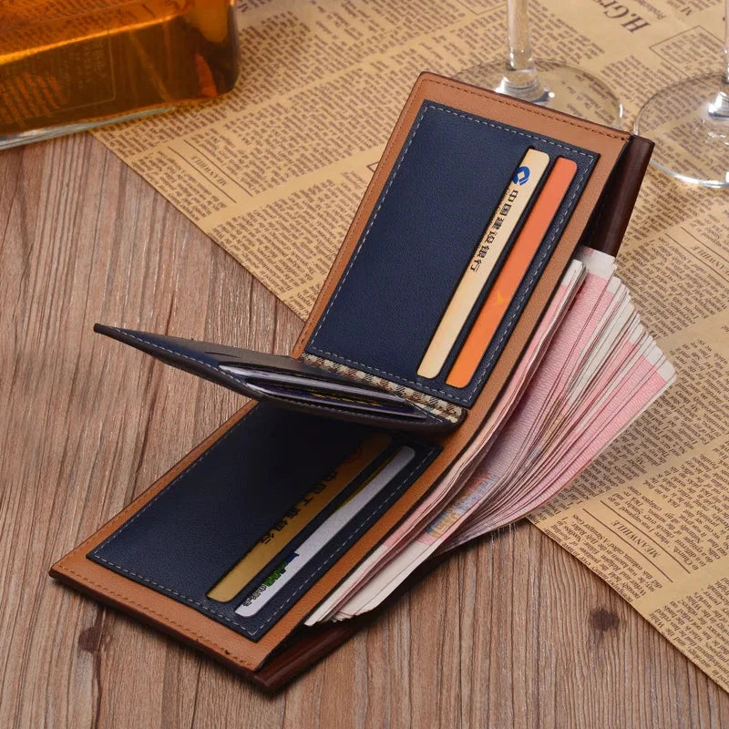 Men Leather Brand Luxury Wallet Short Slim Male Purses Money Clip Credit Card Dollar Price Portomonee Carteria - Korvel