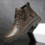 Men Retro Work Ankle Boots Autumn Winter Thick Bottom High Top Casual Boots Leather Boots Chelsea Desert Waterproof  Boots Male - Korvel
