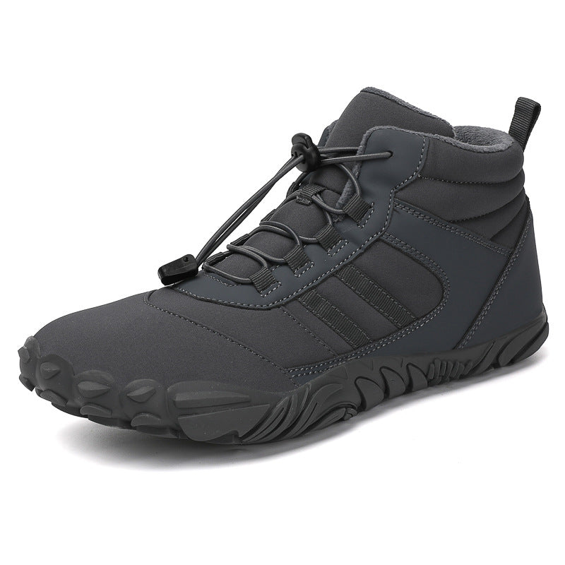 Men's and women's couple's outdoor cotton shoes, non-slip and wear-resistant hiking shoes, warm high-top plus wool boots, cold-resistant hiking shoes - Korvel