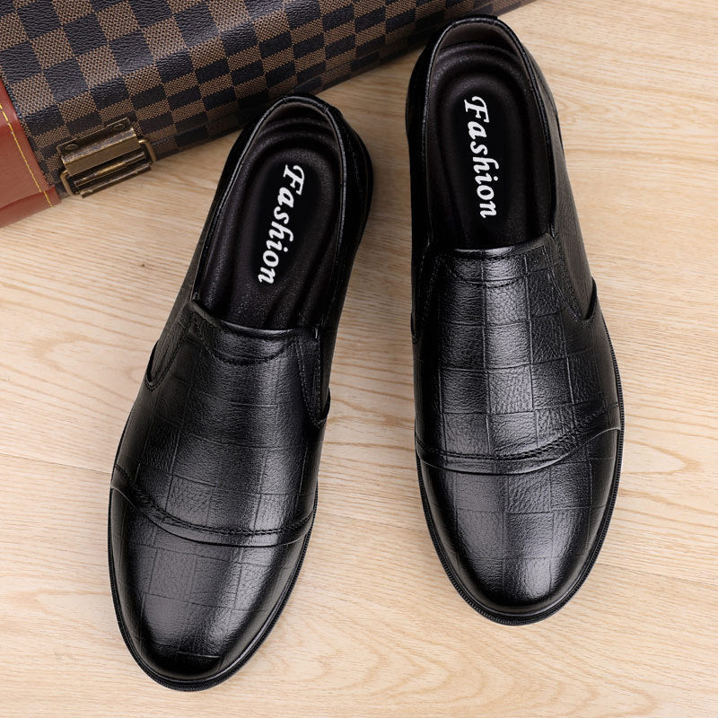 Men's bean shoes, genuine leather, fashionable, trendy, casual, youth flat bottom, low top lazy shoes - Korvel