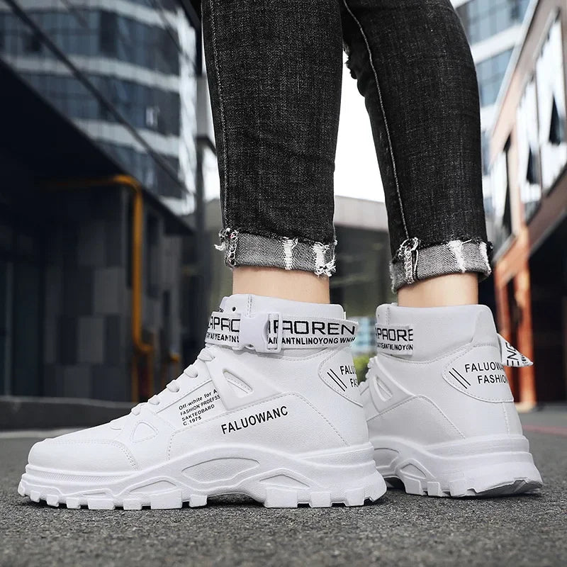 Men's Boots New Casual Fashion Men's Ankle Boots  Retro Sports Platform Sole Heightening Ankle Men Boots Lace-up Shoes for Men - Korvel