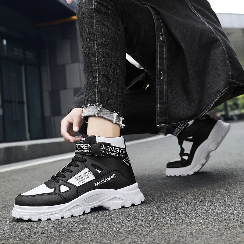 Men's Boots New Casual Fashion Men's Ankle Boots  Retro Sports Platform Sole Heightening Ankle Men Boots Lace-up Shoes for Men - Korvel