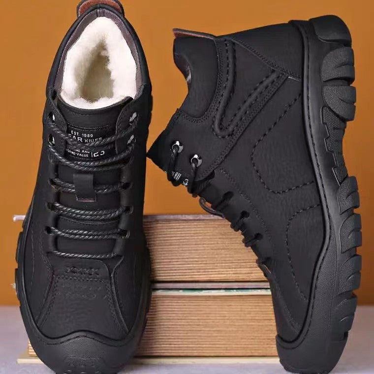 Men's cotton shoes men's winter new style snow boots with fleece insulation casual sports shoes men's outdoor hiking shoes - Korvel