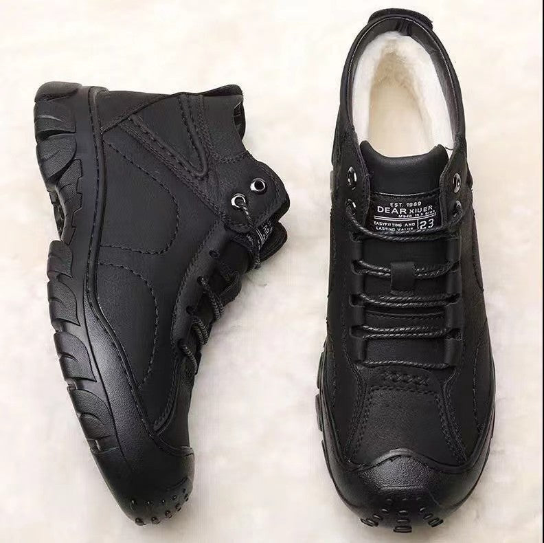 Men's cotton shoes men's winter new style snow boots with fleece insulation casual sports shoes men's outdoor hiking shoes - Korvel