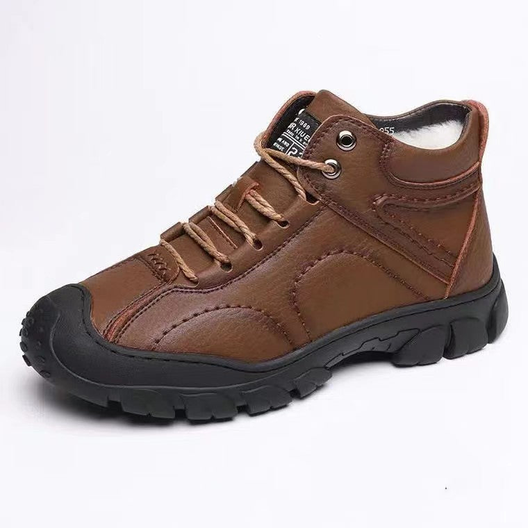 Men's cotton shoes men's winter new style snow boots with fleece insulation casual sports shoes men's outdoor hiking shoes - Korvel