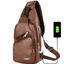 Men's Crossbody Bags Men's USB Chest Bag Designer Messenger bag Leather Shoulder Bags Diagonal Package - Korvel
