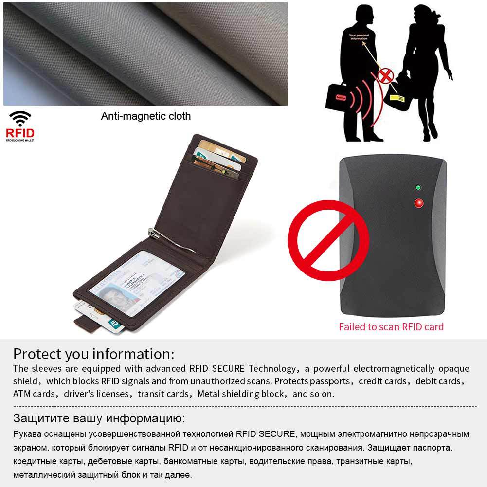 Billetera de Cuero Antimagnética RFID para Hombre