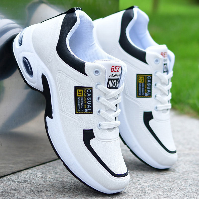 Men's fashionable waterproof low-top sports shoes white shoes student casual all-match running shoes - Korvel