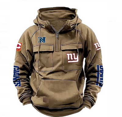 Sweatshirt à capuche rétro multi-poches pour hommes