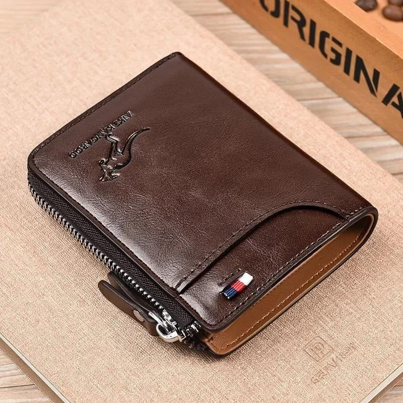 Men's  Protected PU Leather Wallet Vintage Short Purse - Korvel