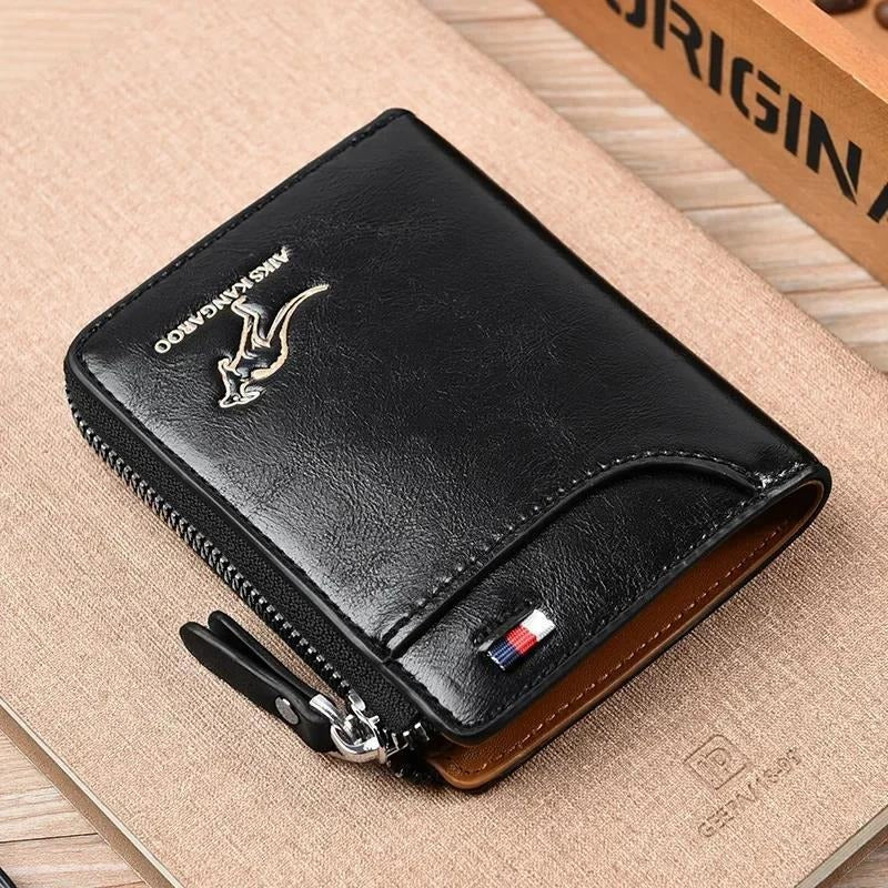Men's  Protected PU Leather Wallet Vintage Short Purse - Korvel