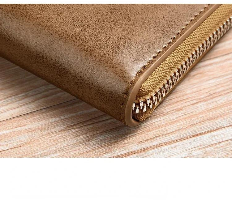 Men's  Protected PU Leather Wallet Vintage Short Purse - Korvel