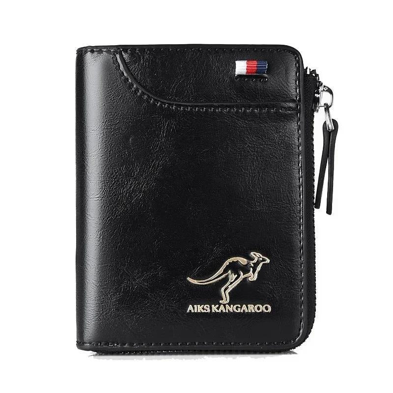 Men's  Protected PU Leather Wallet Vintage Short Purse - Korvel