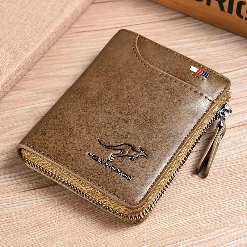 Men's  Protected PU Leather Wallet Vintage Short Purse - Korvel