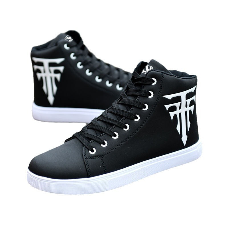 Men's shoes autumn new student sports shoes casual shoes high top board shoes Korean version trendy lace up running single shoes - Korvel
