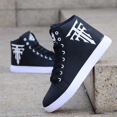 Men's shoes autumn new student sports shoes casual shoes high top board shoes Korean version trendy lace up running single shoes - Korvel