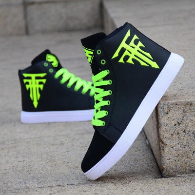 Men's shoes autumn new student sports shoes casual shoes high top board shoes Korean version trendy lace up running single shoes - Korvel