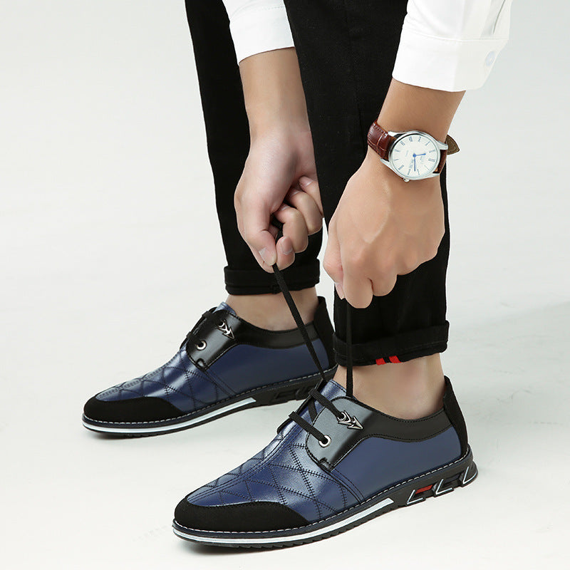 Men's shoes, men's trendy shoes, Korean version, trendy British, versatile, soft sole, non tied casual leather shoes - Korvel