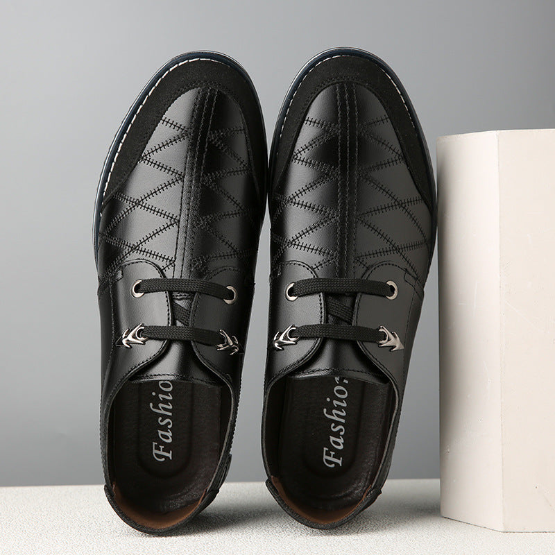 Men's shoes, men's trendy shoes, Korean version, trendy British, versatile, soft sole, non tied casual leather shoes - Korvel
