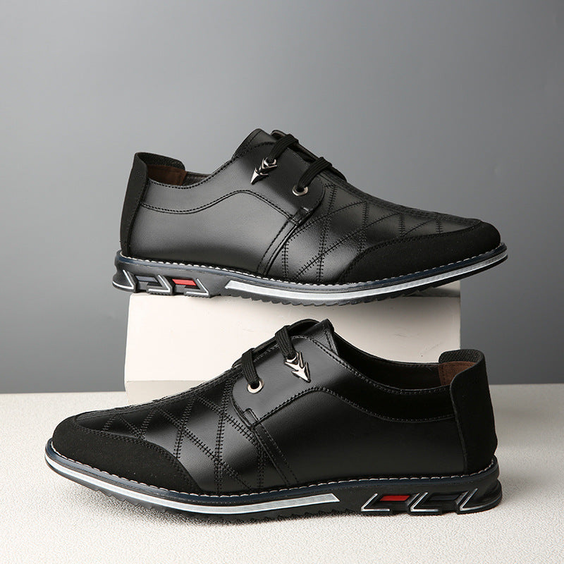 Men's shoes, men's trendy shoes, Korean version, trendy British, versatile, soft sole, non tied casual leather shoes - Korvel