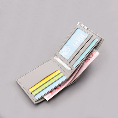 Men's Short Wallet Simple Ultra Thin Gray Can Hold Driver License Wallet Multi-Card Wallet Student Wallet - Korvel
