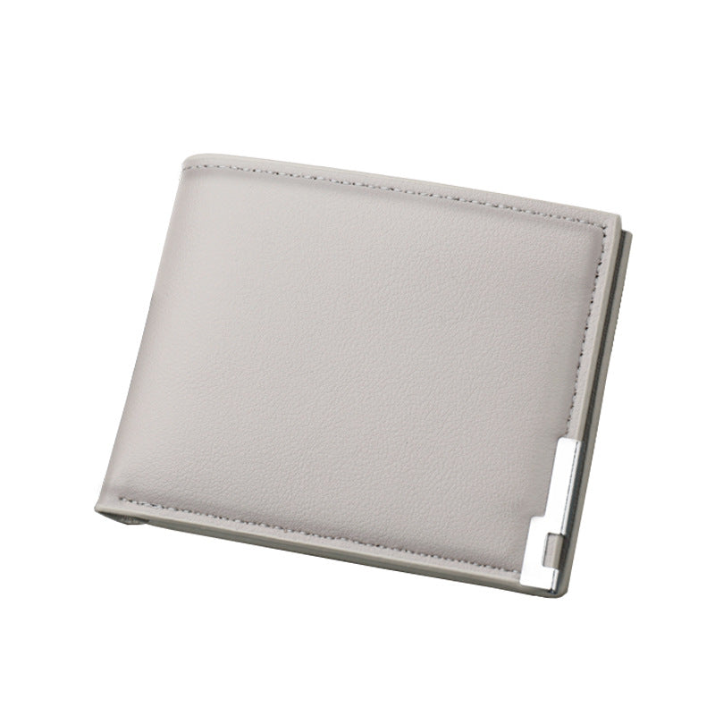 Men's Short Wallet Simple Ultra Thin Gray Can Hold Driver License Wallet Multi-Card Wallet Student Wallet - Korvel