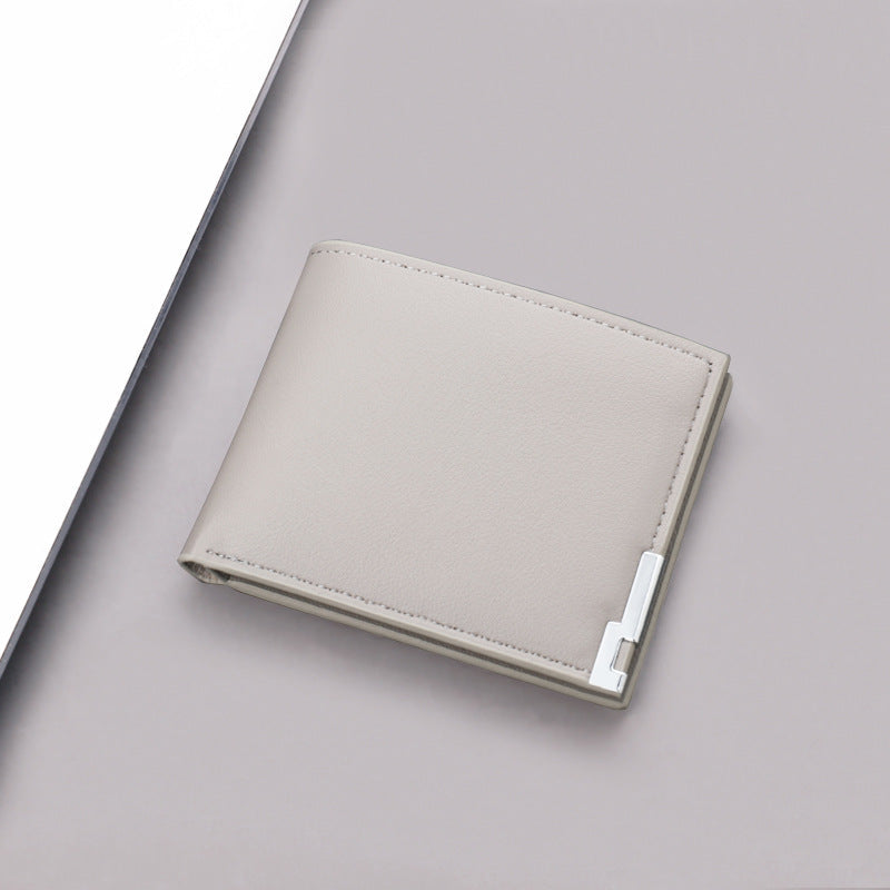 Men's Short Wallet Simple Ultra Thin Gray Can Hold Driver License Wallet Multi-Card Wallet Student Wallet - Korvel