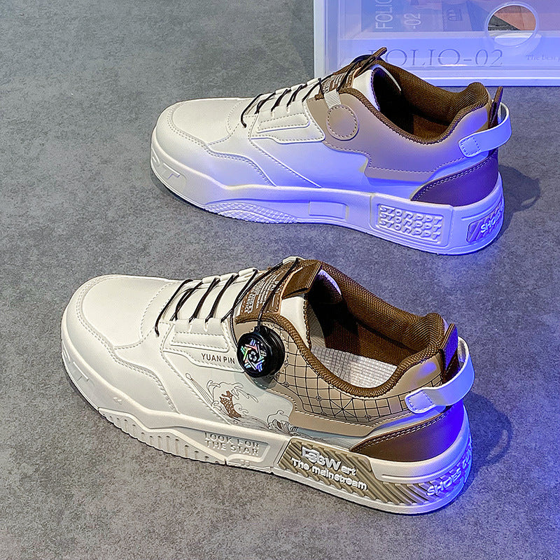 Men's spring summer fashion low-top Chinese style rotating button sports casual sneakers - Korvel