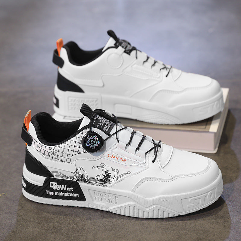 Men's spring summer fashion low-top Chinese style rotating button sports casual sneakers - Korvel