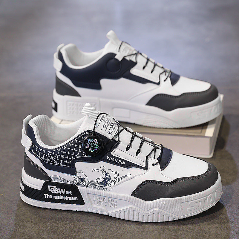 Men's spring summer fashion low-top Chinese style rotating button sports casual sneakers - Korvel