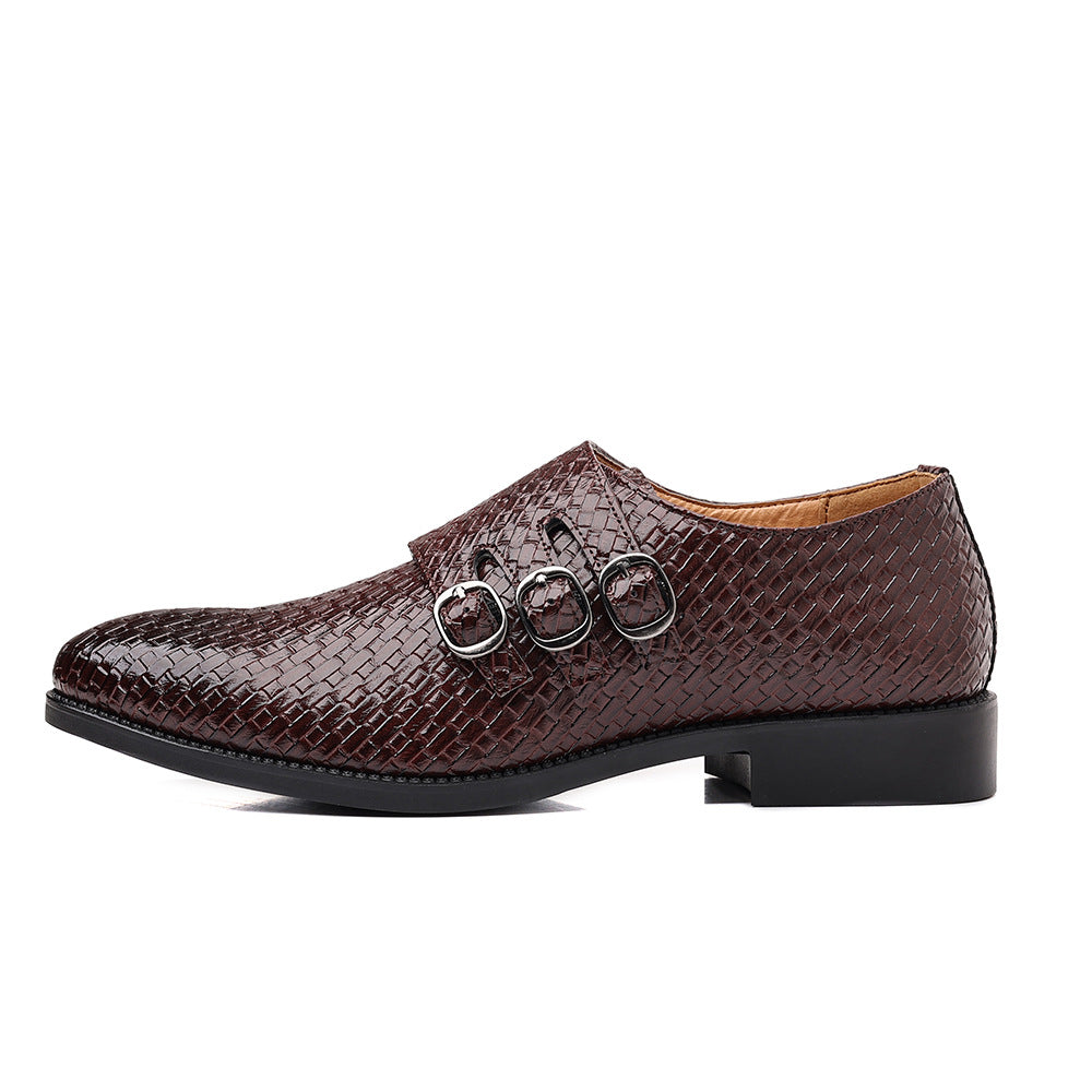 Couvre-chaussures en cuir Mengke à trois boutons pour hommes