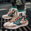 Men's trendy luminous running shoes student graffiti high-top shoes plus velvet warm sports shoes - Korvel