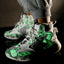 Men's trendy luminous running shoes student graffiti high-top shoes plus velvet warm sports shoes - Korvel
