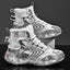 Men's trendy luminous running shoes student graffiti high-top shoes plus velvet warm sports shoes - Korvel