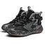 Men's trendy luminous running shoes student graffiti high-top shoes plus velvet warm sports shoes - Korvel