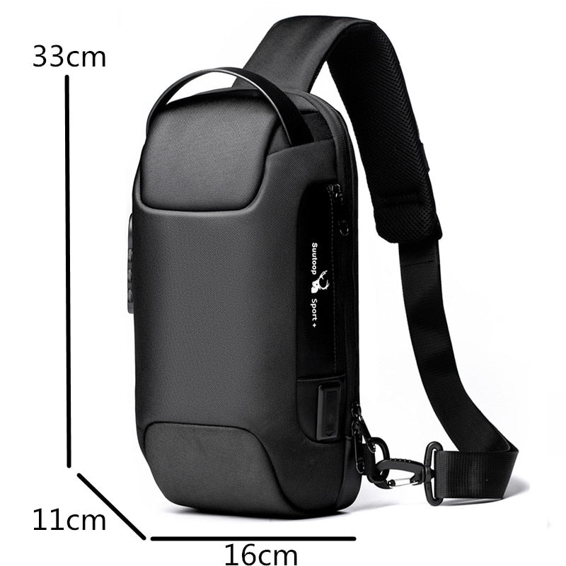 Men's Waterproof USB Oxford Crossbody Bag Anti-theft Shoulder Sling Bag Multifunction Short Travel Messenger Chest Pack For Male - Korvel