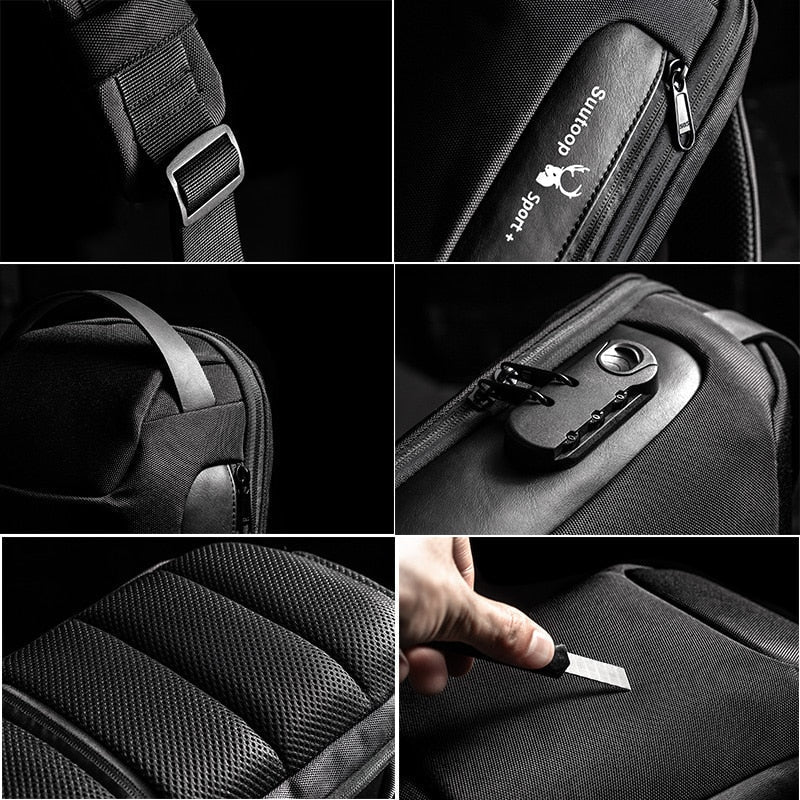Men's Waterproof USB Oxford Crossbody Bag Anti-theft Shoulder Sling Bag Multifunction Short Travel Messenger Chest Pack For Male - Korvel