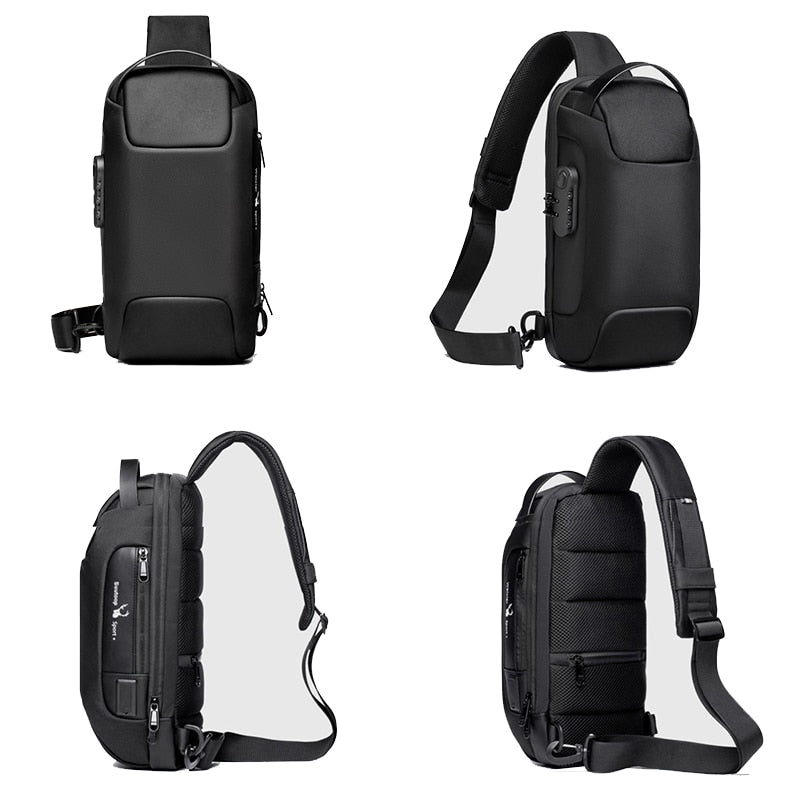 Men's Waterproof USB Oxford Crossbody Bag Anti-theft Shoulder Sling Bag Multifunction Short Travel Messenger Chest Pack For Male - Korvel