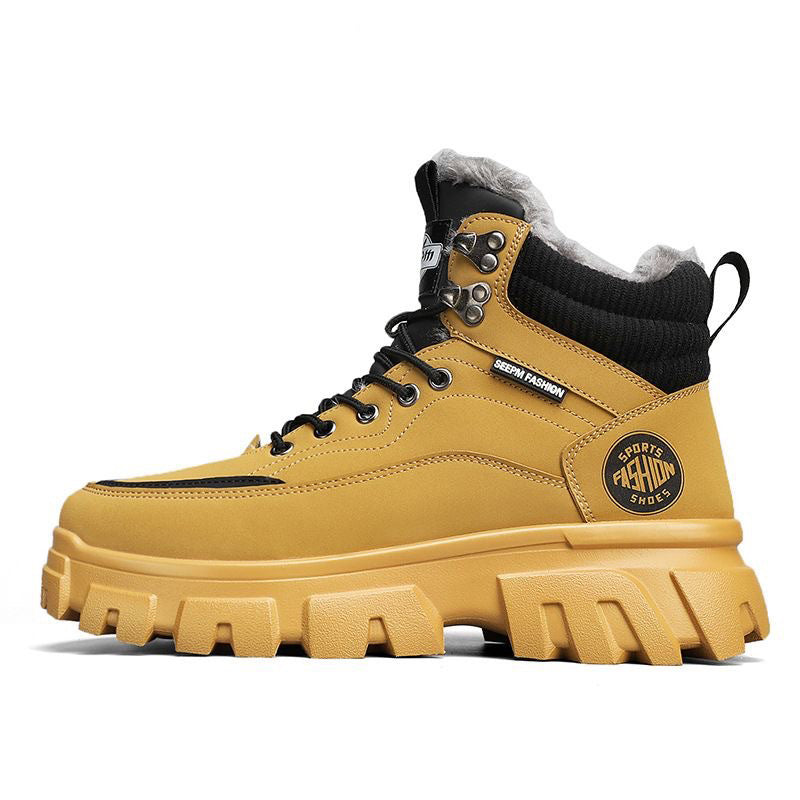 Bottes Martin hautes en suède d'hiver pour hommes