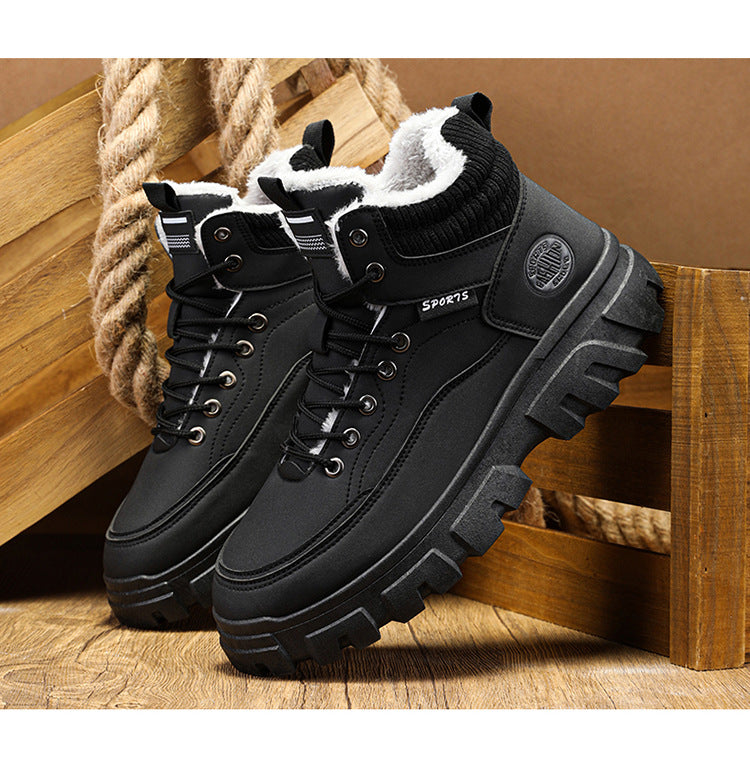 Bottes Martin hautes en suède d'hiver pour hommes