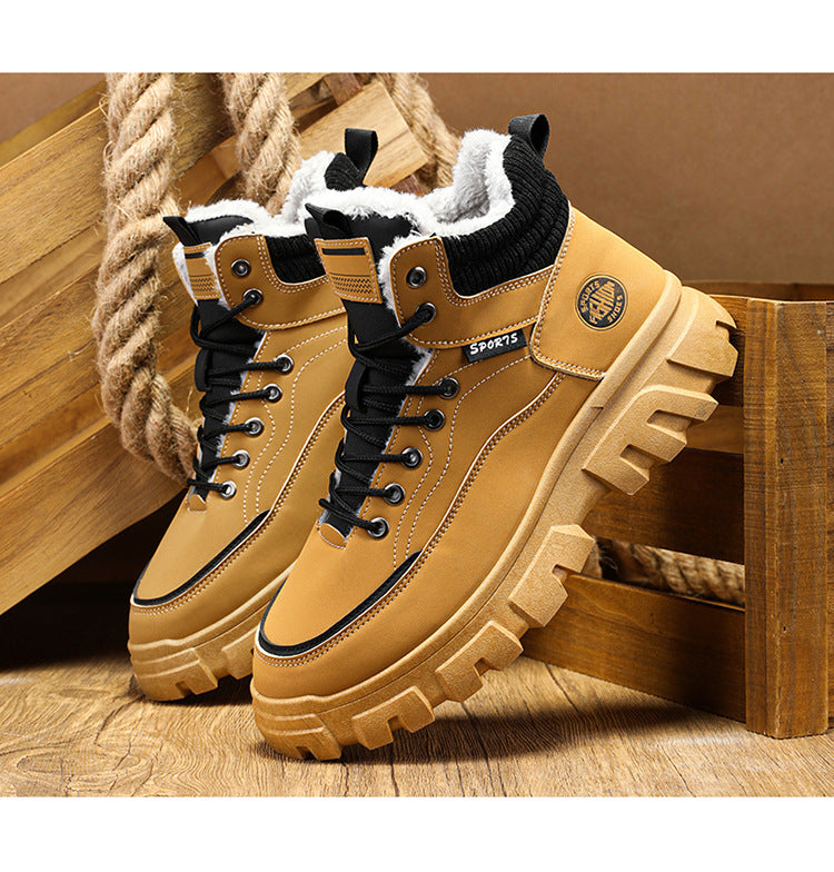 Bottes Martin hautes en suède d'hiver pour hommes