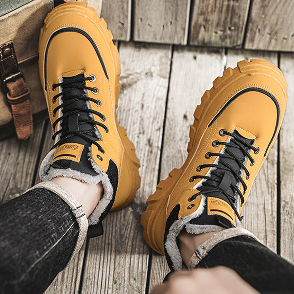 Bottes Martin hautes en suède d'hiver pour hommes