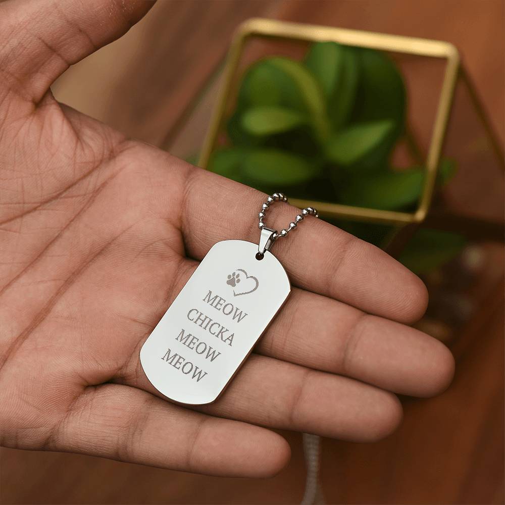 Collar de Placa Grabada Meow Chicka Meow Meow