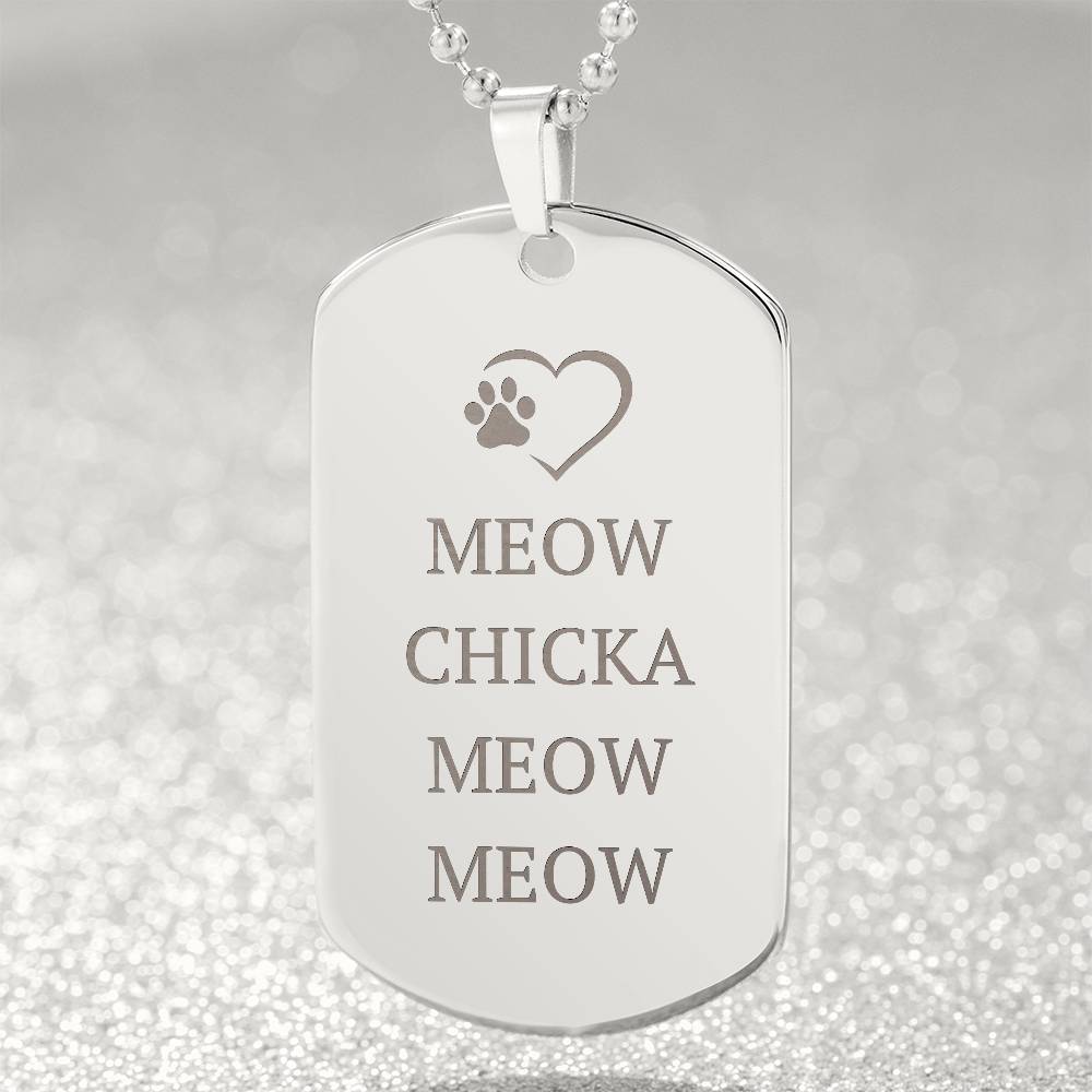 Collar de Placa Grabada Meow Chicka Meow Meow