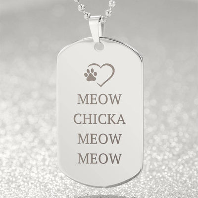 Collar de Placa Grabada Meow Chicka Meow Meow