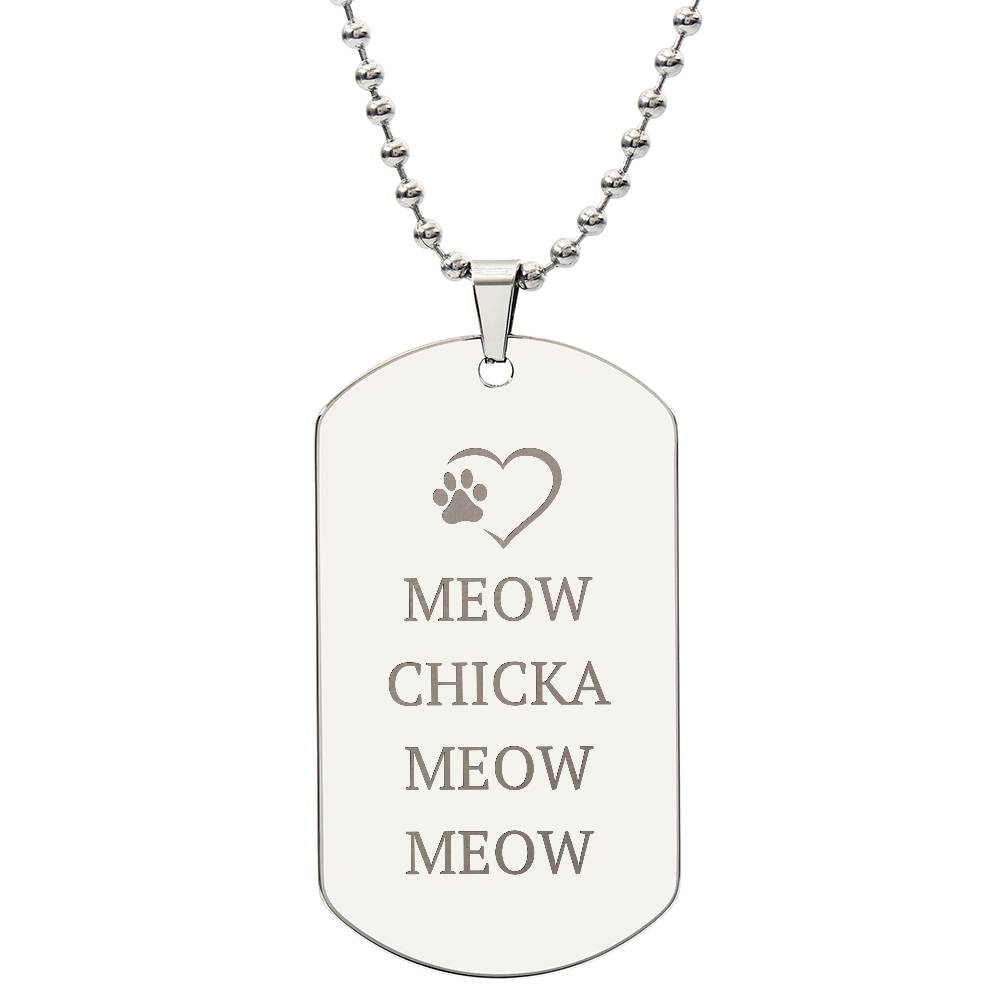 Collar de Placa Grabada Meow Chicka Meow Meow