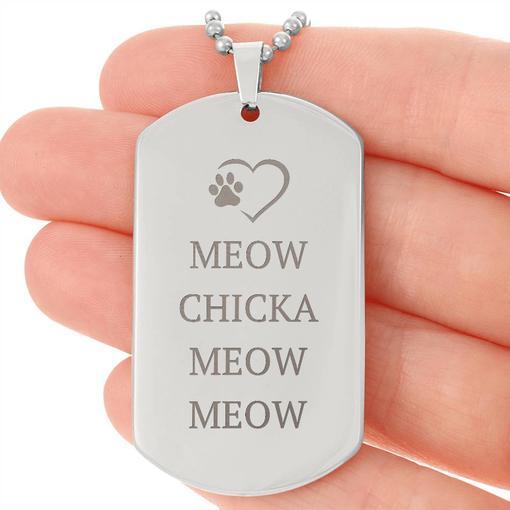 Collar de Placa Grabada Meow Chicka Meow Meow